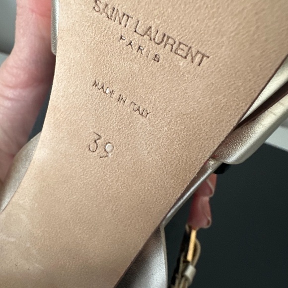 Saint Laurent Gold Tribute Metallic Leather Sandals 39 - Picture 7 of 7